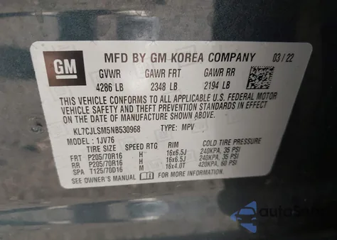 2022 Chevrolet Trax Fwd Lt from USA, damaged, VIN KL7CJLSM5NB530968